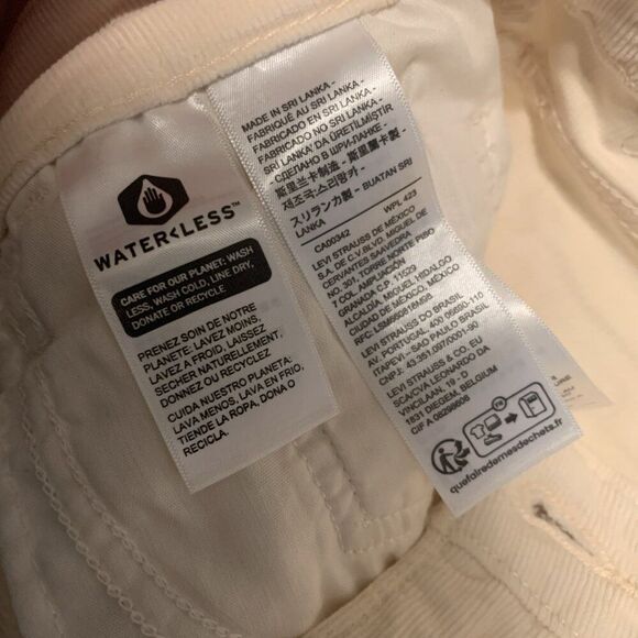 LEVI'S Solid Ivory White HIGH RISE 725 CORDUROY BOOTCUT STRETCH JEANS 27 - Picture 6 of 7